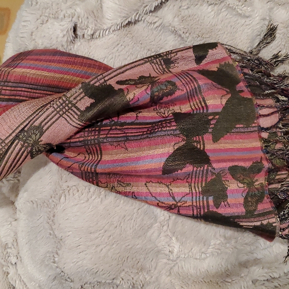 Beautiful Multi colored punk Butterfly Pashmina Scarf.